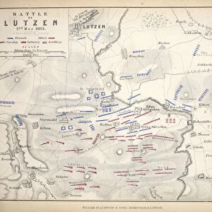 Map of the Battle of Lutzen, published by William Blackwood and Sons, Edinburgh & London
