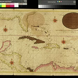 Map of the West Indies, Caribbean Sea, Antilles, 1709-1713 (engraving)