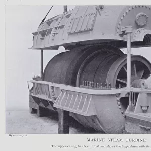 Marine steam turbine (b / w photo)
