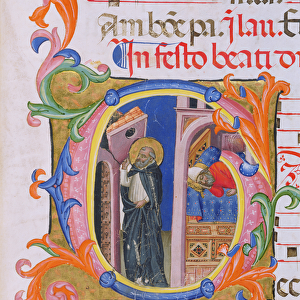 Ms 559 f. 298v Historiated initial G depicting St