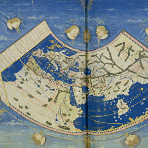 Ms Lat 463 Fol. 75v-76r Map of the World with the Twelve Winds (vellum)