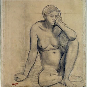 Naked woman sitting Study for "Scene de guerre au Middle Ages"
