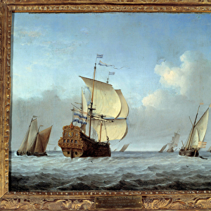 Navy with flagship Painting by Willem Van de Velde II le Jeune (1633-1707