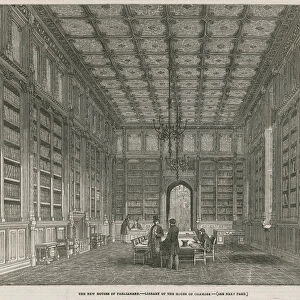 The new Houses of Parliament - the Library of the House of Commons (engraving)