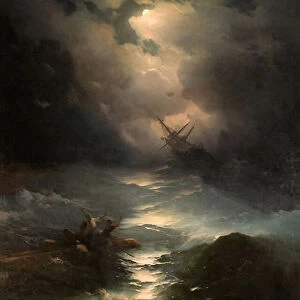 North Sea Storm par Aivazovsky, Ivan Konstantinovich (1817-1900), 1865 - Oil on canvas, 267x196 - I. Ayvasovsky National Art Gallery, Feodosiya