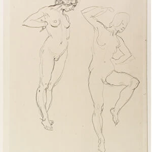 Nude female figure, standing on Tip-toe (pencil on paper)