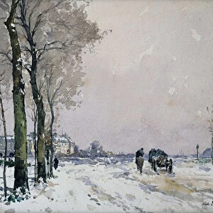 The Outskirts of a Town, Winter (oil on canvas)