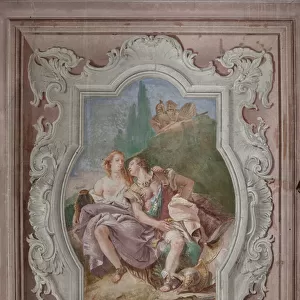 Palazzina (Small Building): view of the fourth room or of Torquato Tasso, with freescoes representing episodes of "Jerusalem Delivered": "Rinaldo and Armida in the enchanted garden, secretely observed by Ubaldo and Carlo"