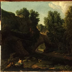 Paysage (Landscape). Peinture de Isaac de Moucheron, (1667-1744). Art hollandais, style baroque. Huile sur toile. State M. Ciurlionis Art Museum, Kaunas