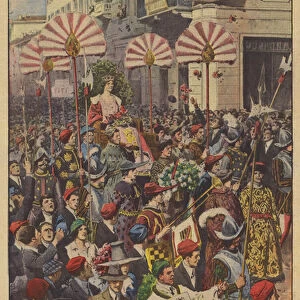 A picturesque goliardic party in Pavia (colour litho)