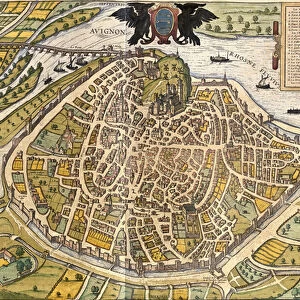 Plan of Avignon, France (etching, 1572-1617)