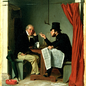 Politics in an Oyster House, 1848 (oil on fabric)