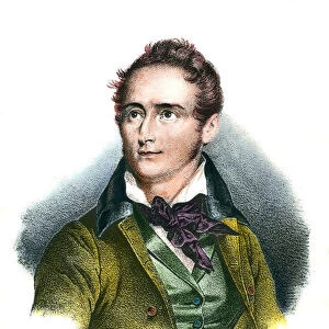 Portrait of Alphonse de Lamartine (1790-1869) poet francais Engraving of the 19th century