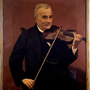 Portrait of Cesare Emiliani, Italian violinist (Painting, 19th century)