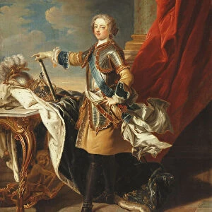 Portrait of King Louis XV, full-length, wearing half Armour, (oil on canvas)