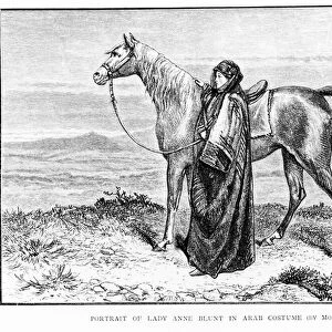 Portrait of Lady Anne Blunt (1837-1917) in Arab costume with an Arab horse