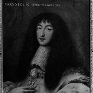 Portrait of Philippe (1640-1701) Duc d Orleans (oil on canvas) (b / w photo)