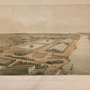 Proposed site for the Crystal Palace in Battersea Park (coloured engraving)