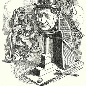 Punch cartoon: James Nasmyth, Scottish engineer and inventor of the steam hammer (engraving)
