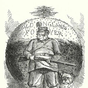 Punch cartoon: John Bull Guards His Pudding (engraving)