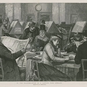 In the reading room of a London free library (engraving)