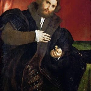 Renaissance : Portrait d homme tenant une griffe d or (Leonino Brembate
