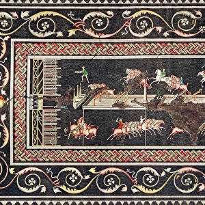 Representation of a mosaic discovered in Lyon depicting Circus games