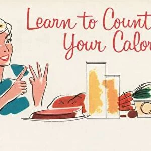 Retro Food: Counting Calories, 1957 (screen print)