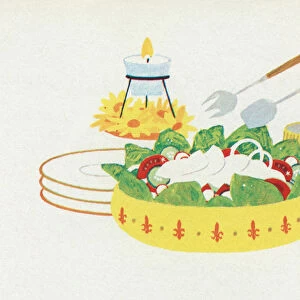 Retro Food: Salad Course, 1957 (screen print)