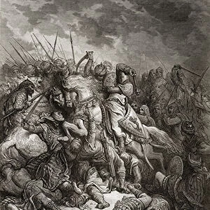 Richard I (1157-99) the Lionheart in battle at Arsuf in 1191, illustration from Bibliotheque
