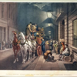 Royal Mails starting from the Post Office, Lombard Street, 1829 (colour engraving)