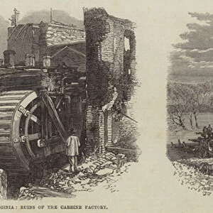 Ruins of the Carbine Factory and Railway Station at Richmond (engraving)