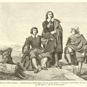 Salon de 1861, Peinture, Claude Lorrain, 1600-1682, Poussin, 1594-1663, et le Guaspre, 1613-1675, dans la campagne romaine (engraving)