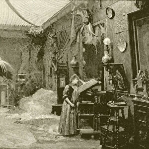 Sarah Bernhardt in her studio (engraving)