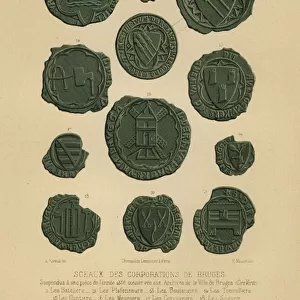 Seals of the guilds of Bruges, 14th Century (chromolitho)