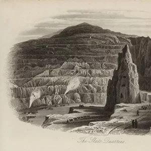 Slate quarries, Bethesda, North Wales (engraving)