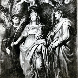 St. Domitilla with SS. Nereus and Achilleus, 1608 (oil on canvas) (b / w photo)