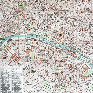 Street Map of Paris, 1890, France, Historic, digitally restored reproduction of an original 19th century original, Europe