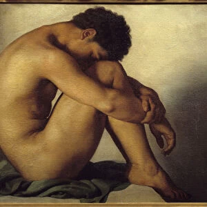 Study of young man naked Painting by Hypolithe Flandrin (1809-1864), 1836 Dim