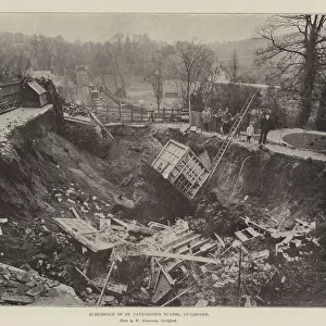 Subsidence of St Catherines Tunnel, Guildford (engraving)