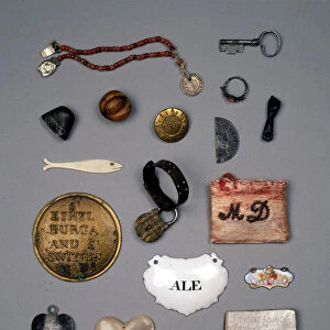 Tokens given by mothers to their children on leaving them at the Foundling Hospital
