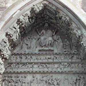 Tympanum from the left portal of the north transept depicting the Last Judgement