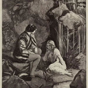 Undine discovering herself to the Knight Huldbrand (engraving)