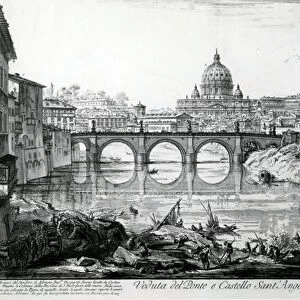 View of the Bridge and Castel Sant Angelo, from the Views of Rome series, c