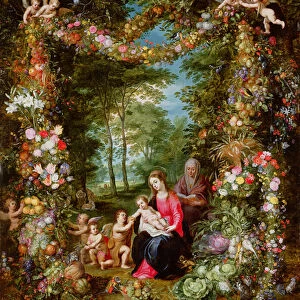 The Virgin and Child with the infant Saint John the Baptist, Saint Anne and angels