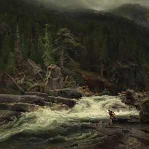 Waterfall in Telemark, 1852 (oil on canvas)