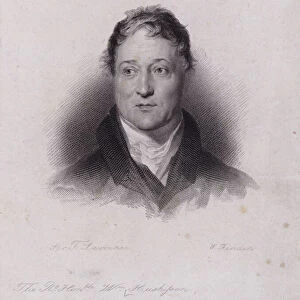 William Huskisson, English politician and financier, killed in a railway accident when he was run over by Robert Stephensons pioneering steam locomotive Rocket (engraving)