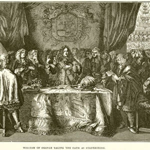 William of Orange taking the Oath as Stadtholder (engraving)
