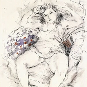 Woman in a Chair, 1925-1926 (charcoal heightened with watercolour on paper)