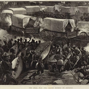 The Zulu War, the Laager Method of Defence (engraving)